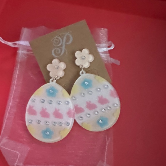 Plunder Jewelry - Plunder Easter Egg Drop Dangle Earrings made of acrylic and rhinestones